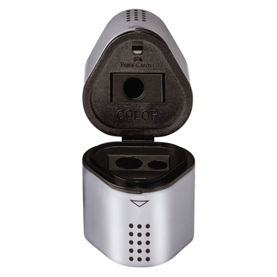 TEMPERAMATITE+FABER+3+FORI+GRIGIO+CON+CONTENITORE%3Cbr%3E%3Ci%3EFABER+CASTELL%3C%2Fi%3E