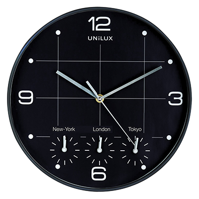 OROLOGIO+DA+PARETE+ON+TIME+DIAMETRO+CM%2E30%2C5+NERO%3Cbr%3E%3Ci%3EUNILUX%3C%2Fi%3E