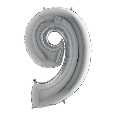 PALLONCINO+MYLAR+NUMERO+9+CM+102+COL%2EARGENTO%3Cbr%3E%3Ci%3EBIG+PARTY%3C%2Fi%3E