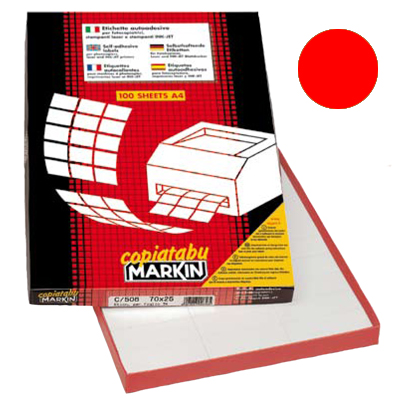 ETICHETTE+ADESIVE+STAMPABILI+LASER%2FJET+210X297+ROSSO%3Cbr%3E%3Ci%3EMARKIN%3C%2Fi%3E