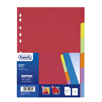 INTERCALARE+IN+CARTONCINO+COLORATO+RICICLATO+6+TASTI+A4+225+G%3Cbr%3E%3Ci%3EELBA%3C%2Fi%3E