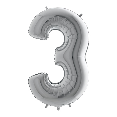 PALLONCINO+MYLAR+NUMERO+3+CM+102+COL%2EARGENTO%3Cbr%3E%3Ci%3EBIG+PARTY%3C%2Fi%3E