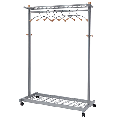 PORTA+ABITI+CON+RUOTE+GRIGIO+METALLIZZATO+E+LEGNO+%2B+GRUCCE%3Cbr%3E%3Ci%3EALBA%3C%2Fi%3E