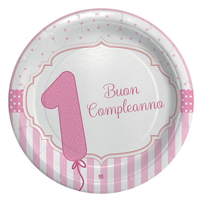PIATTI+PRIMO+COMPLEANNO+ROSA+CM+18+PZ%2E8%3Cbr%3E%3Ci%3EBIG+PARTY%3C%2Fi%3E