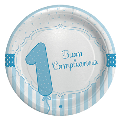 PIATTI+PRIMO+COMPLEANNO+CELESTE+CM+18+PZ%2E8%3Cbr%3E%3Ci%3EBIG+PARTY%3C%2Fi%3E